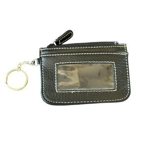 Black Leather ID Wallet‎ Key Chain